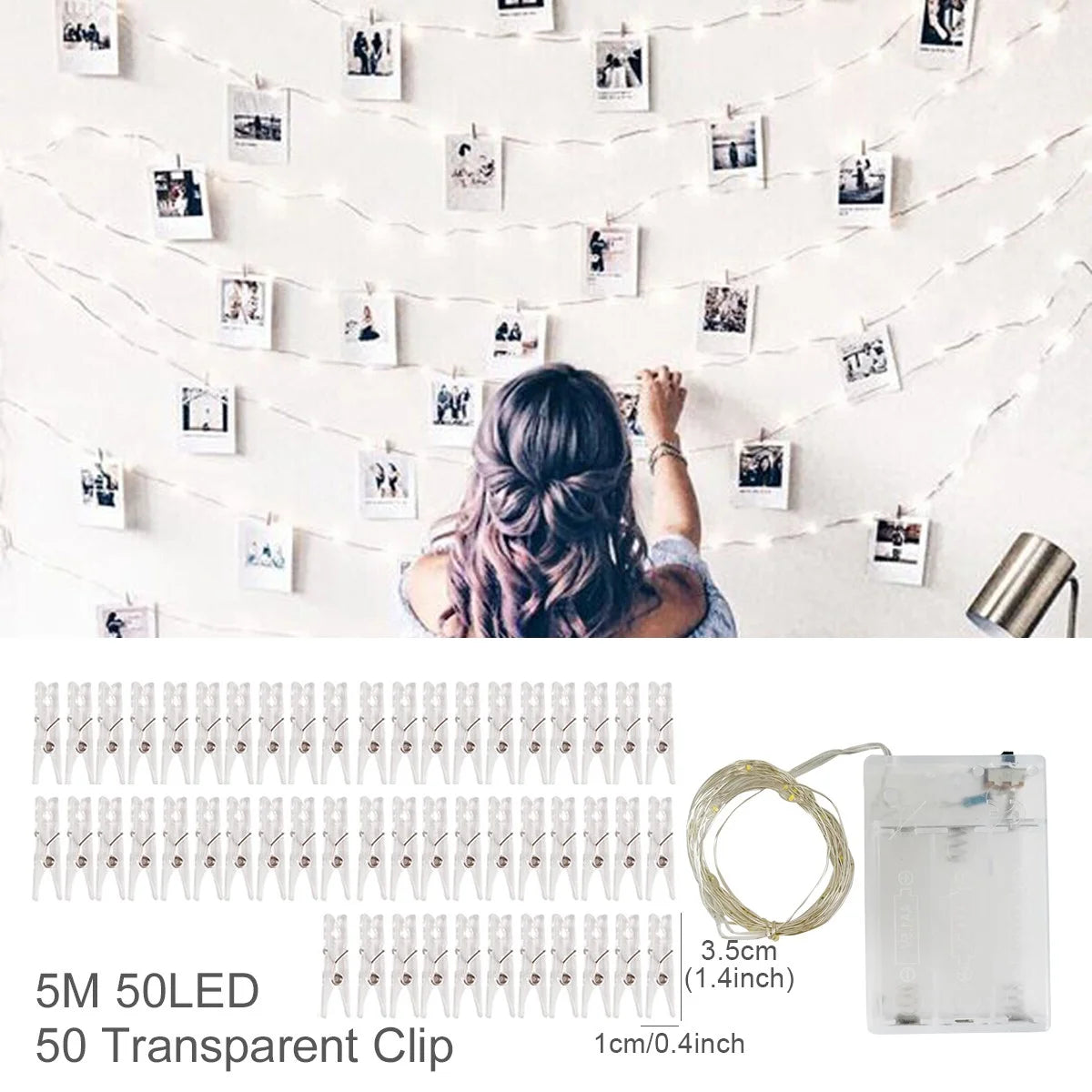 Photo Clip Light Banner Wedding Decoration Birthday Party Decor Kids Girl Boy Baby Shower Banner Christmas Decoration 2023