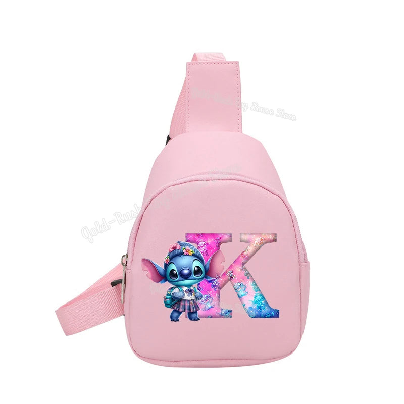 Cartoon Lilo&stitch Pu Chest Bag Mini Outdoor ShoulderBag Boy Girl Satchel Bags Costume Accessories Students Crossbady Bag Purse