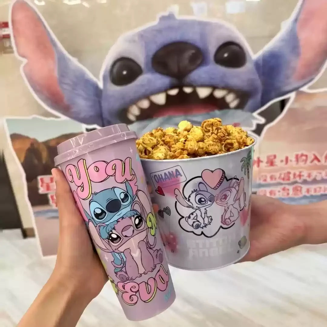 "Authentic In-Stock Stitch (Lilo & Stitch) Merchandise - Collectible Cup Series: Novelty Straw Cup & Popcorn Bucket"