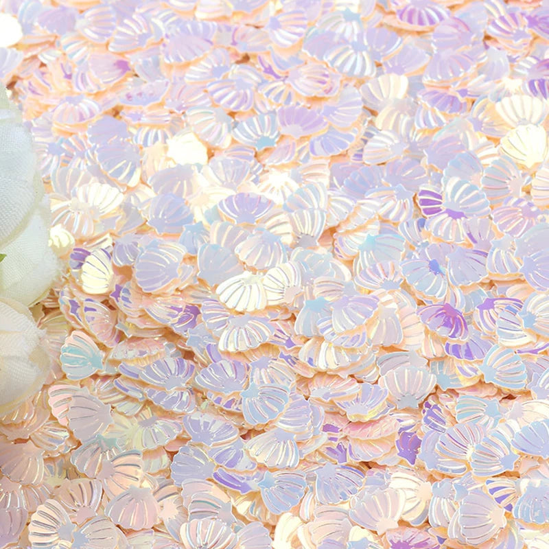 15g 7mm Iridescent Metallic Glitter Shell Confetti Mermaid Party Table Sequin Scatter DIY Decor Wedding Under the Sea Theme