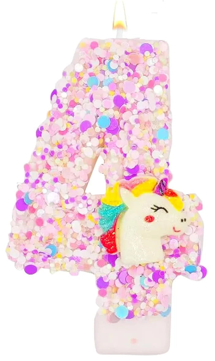 0-9 Number Birthday Candle,Happy Birthday Cake Candle， Unicorn Themed Party Supplies