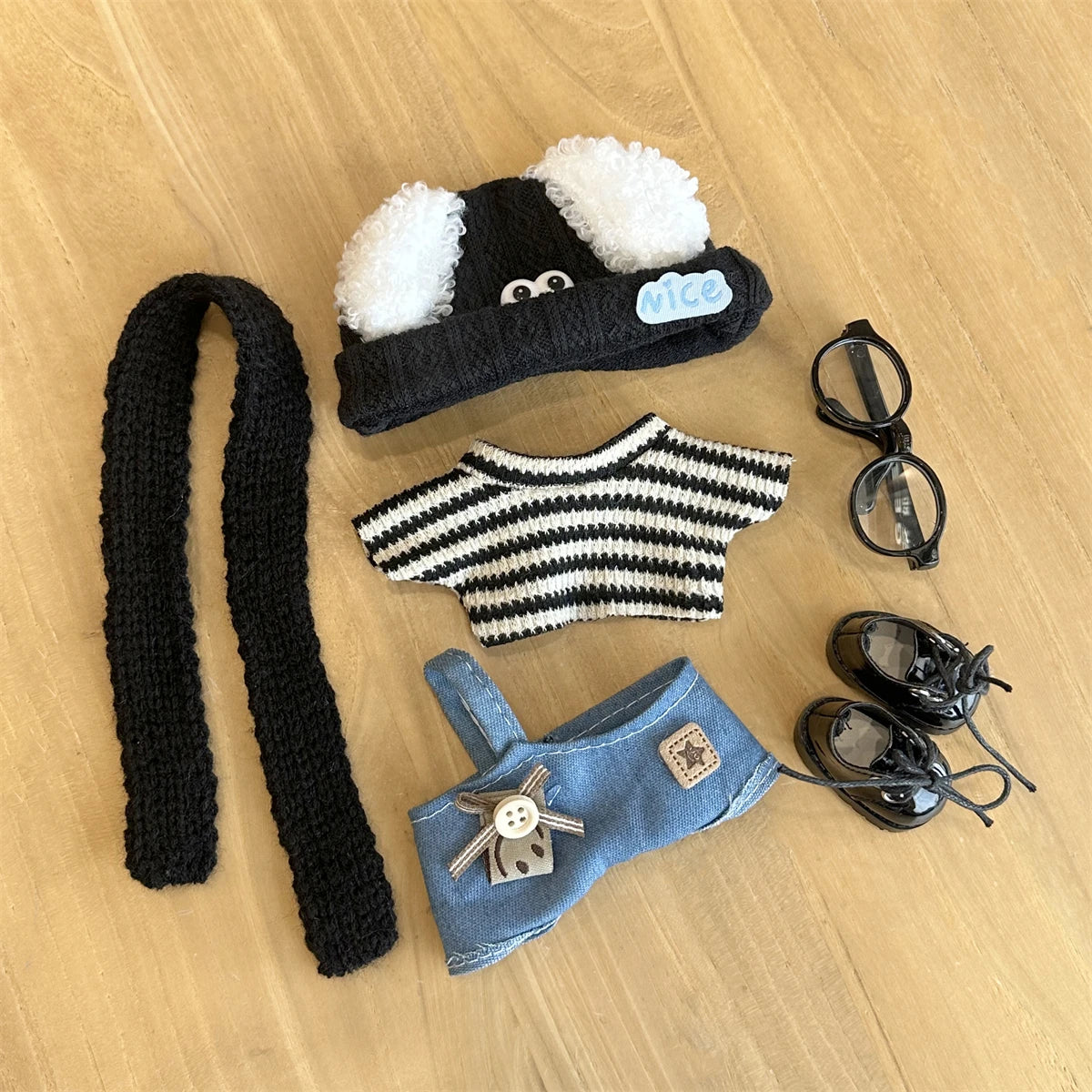 17cm Mini Plush Doll'S Clothes Outfit Accessories For Korea Kpop Exo Labubu Idol Striped clothes eyes shoes suit Clothing Gift