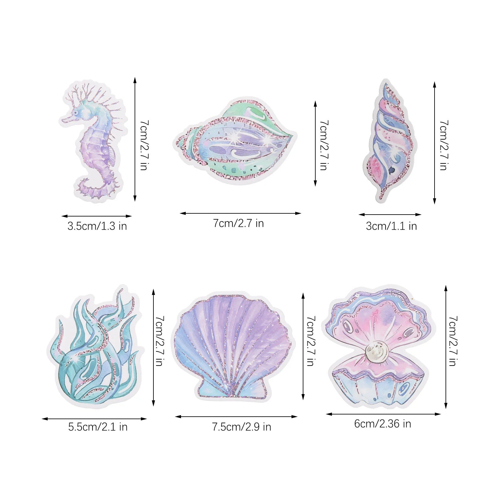 12Pcs Glitter Mermaid Cake Insert ornament Seahorse Star fish Cake Topper Cupcake Dessert Topper Baby Shower Birthday
