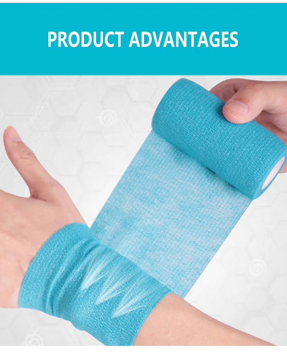 1Roll 2.5/5/10cm*4.5m Gauze Medical Bandage Self-adhesive Breathable Elastic Bandages for Sports Fixing Finger Wrist Leg Tapes