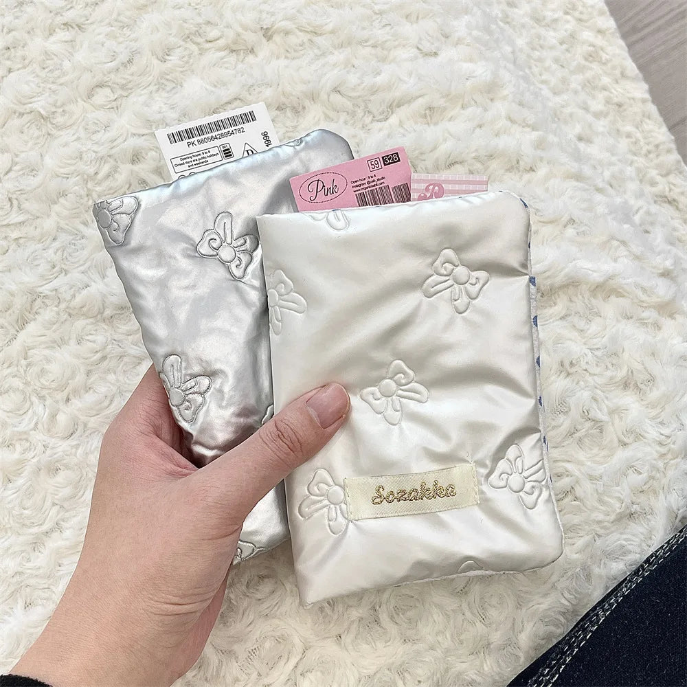 Bow Knot Women Girl Korean Ins Certificates Passport Wallet Travel Multi Functional Document Card Passport Cover Storage Bags