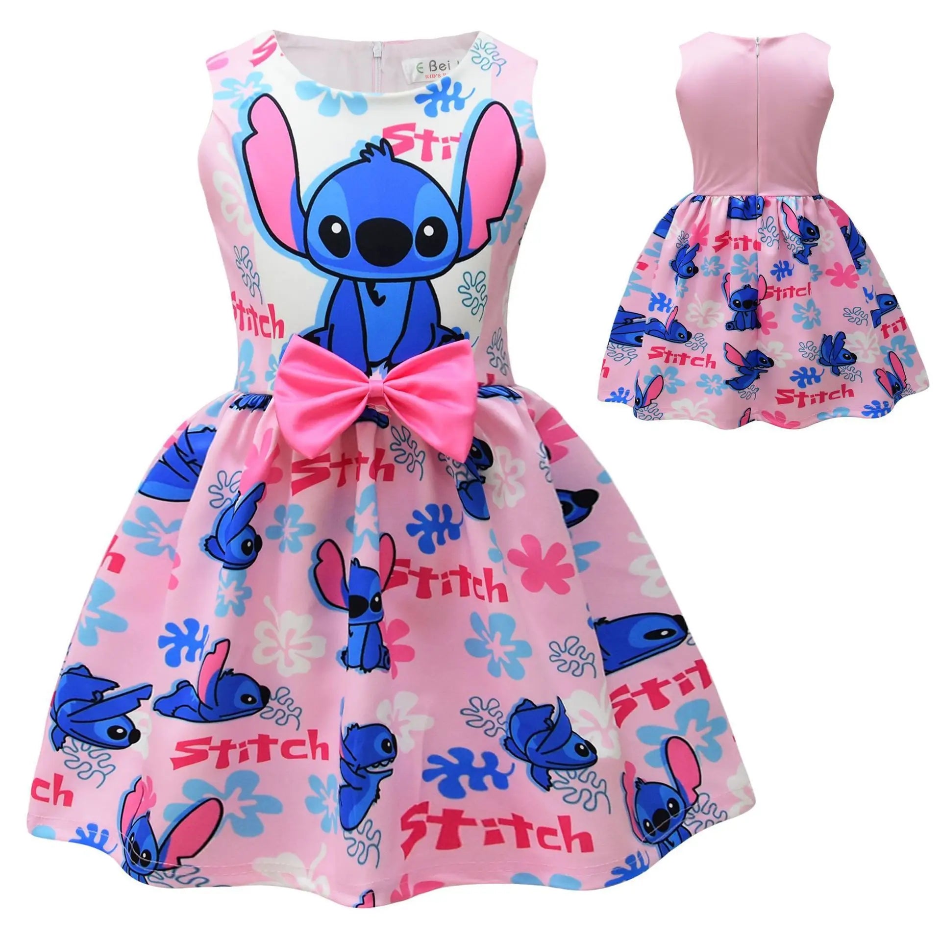 Lilo & Stitch Girls Dress Cute Cartoon Fashion Kids Holiday Cosplay Dress Girl Summer Stitch Princess Dress Birthday Gift