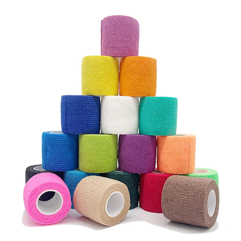 1Roll 2.5/5/10cm*4.5m Gauze Medical Bandage Self-adhesive Breathable Elastic Bandages for Sports Fixing Finger Wrist Leg Tapes