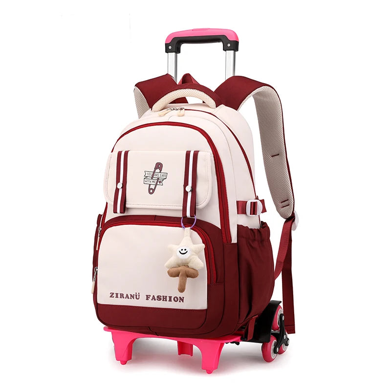 School Backpack with wheels Rolling Backpack for Girls Kids Student Wheeled Backpack Trolley School Bag Travel Trolley Luggage