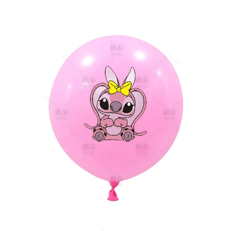 10pcs Angel Lilo Stitch Party Balloons 12" Latex Balloons Set for Pink Stitch Baby Shower Birthday Party Supplies Decorations