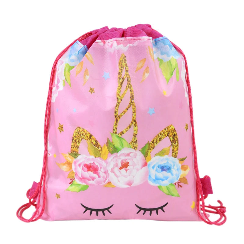1/6/12Pcs Unicorn Drawstring Bag Kids Girls Unicorn Birthday Party Favors Supplies Candy Gift Packaging School Storage Backpacks