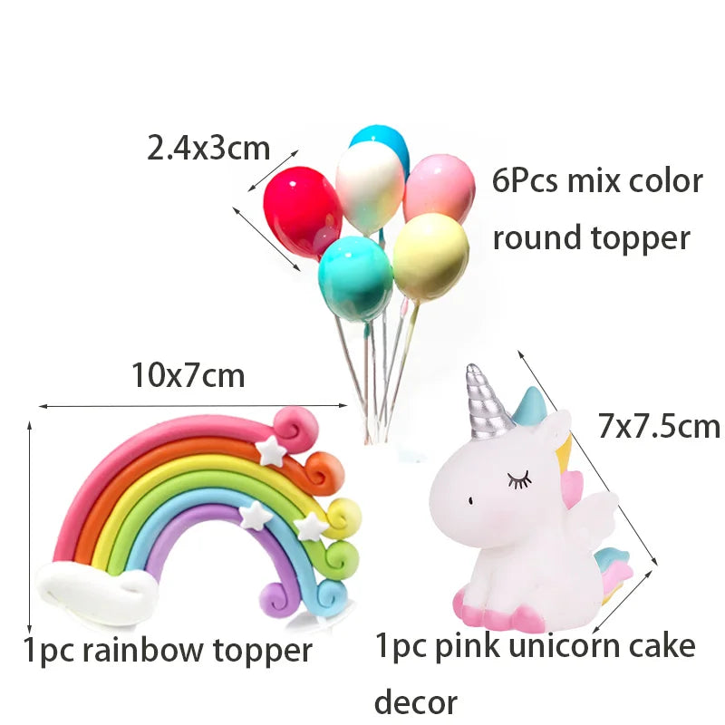 Unicorn Cake Toppers Rainbow Unicorn Horn Wings Girl Birthday Party DIY Decoration Cupcake Wrapper Unicorn Theme Party Supplies