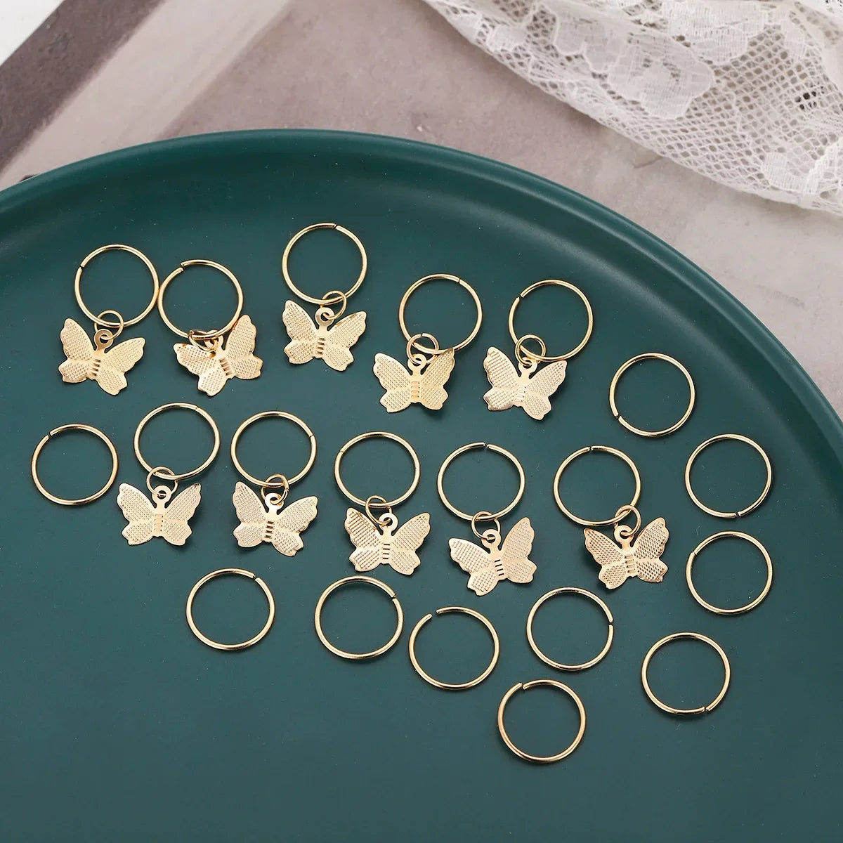 10pcs Hair Charms Metal Pearl Love Bow Hair for Braids Dreadlock Braid Clips Beads Hair Cuffs Clips for Women Girls