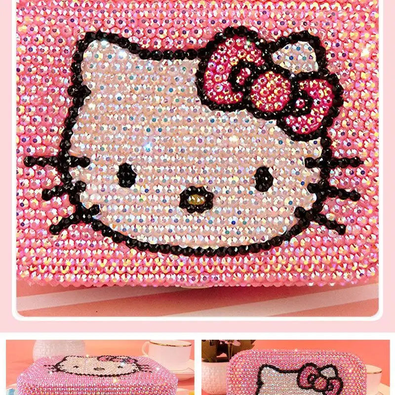 Hello Kitty Creativity Jewelry Box Cartoon Anime Storage Box Jewelry Bag Earrings Necklace Storage Box Diamond Lock Gifts