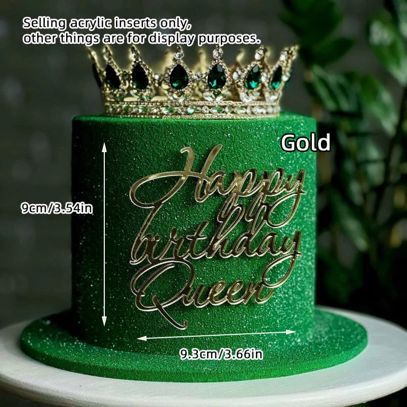 Cake Topper Acrylic Happy Birthday Queen Princess Suitable for Girls Birthday Party Cake Decoration Girls Mitzvah Baby Shower