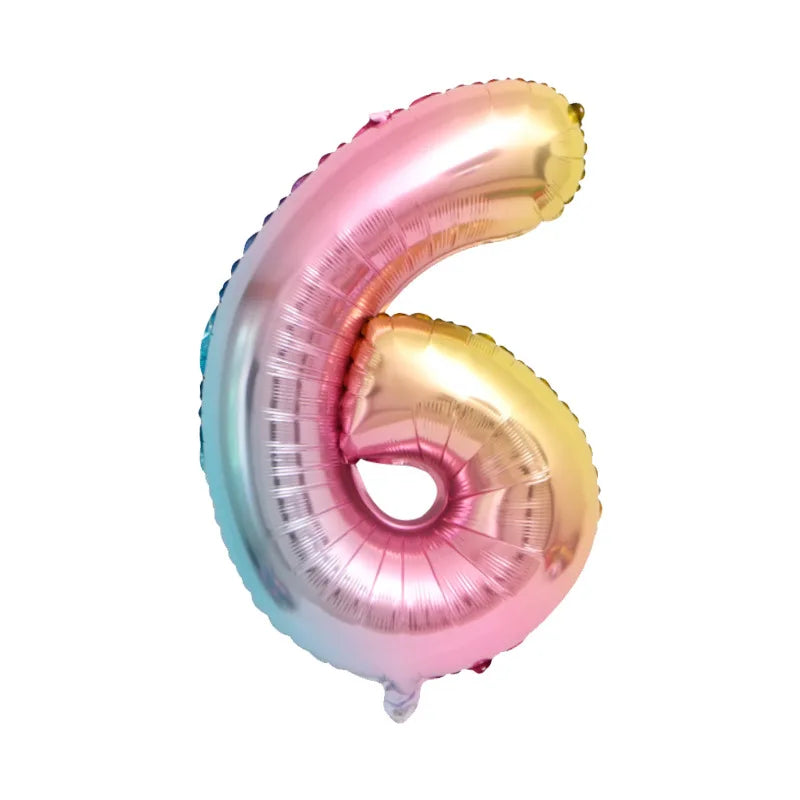 Unicorn Balloon 32inch Number Foil Balloon Set Birthday Party Decor Kids Unicorn Disposable Tableware Baby Shower Party Supplies