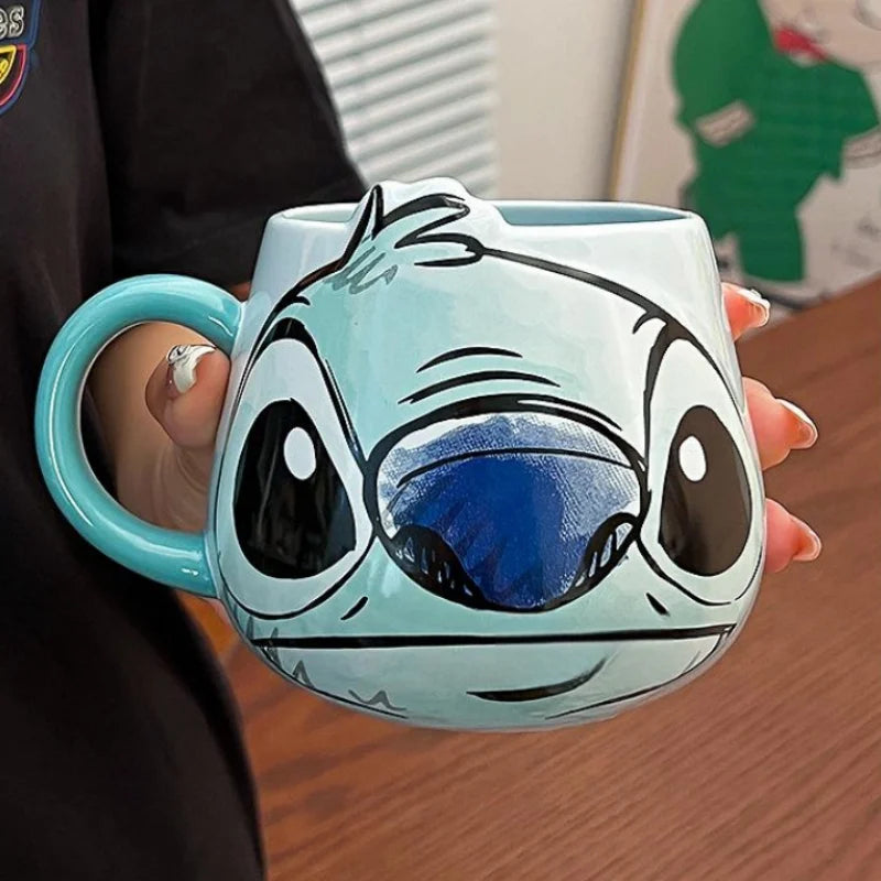 Miniso Stitch Coffee Cup Cartoon Mug Ceramic Cup Kawaii Home Furnishings Milk Cup Cute Holiday Birthday Gifts for Boys and Girls