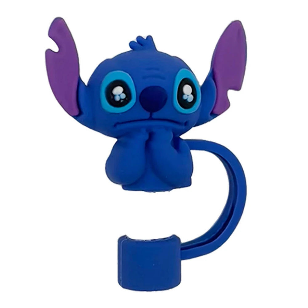 MINISO 1-7pcs 3D Stereo Stitch Straw Cover Cap 10MM Drink Straw Plug Reusable Fit Cup Accessories Straw Cap Charms Pendant Gift