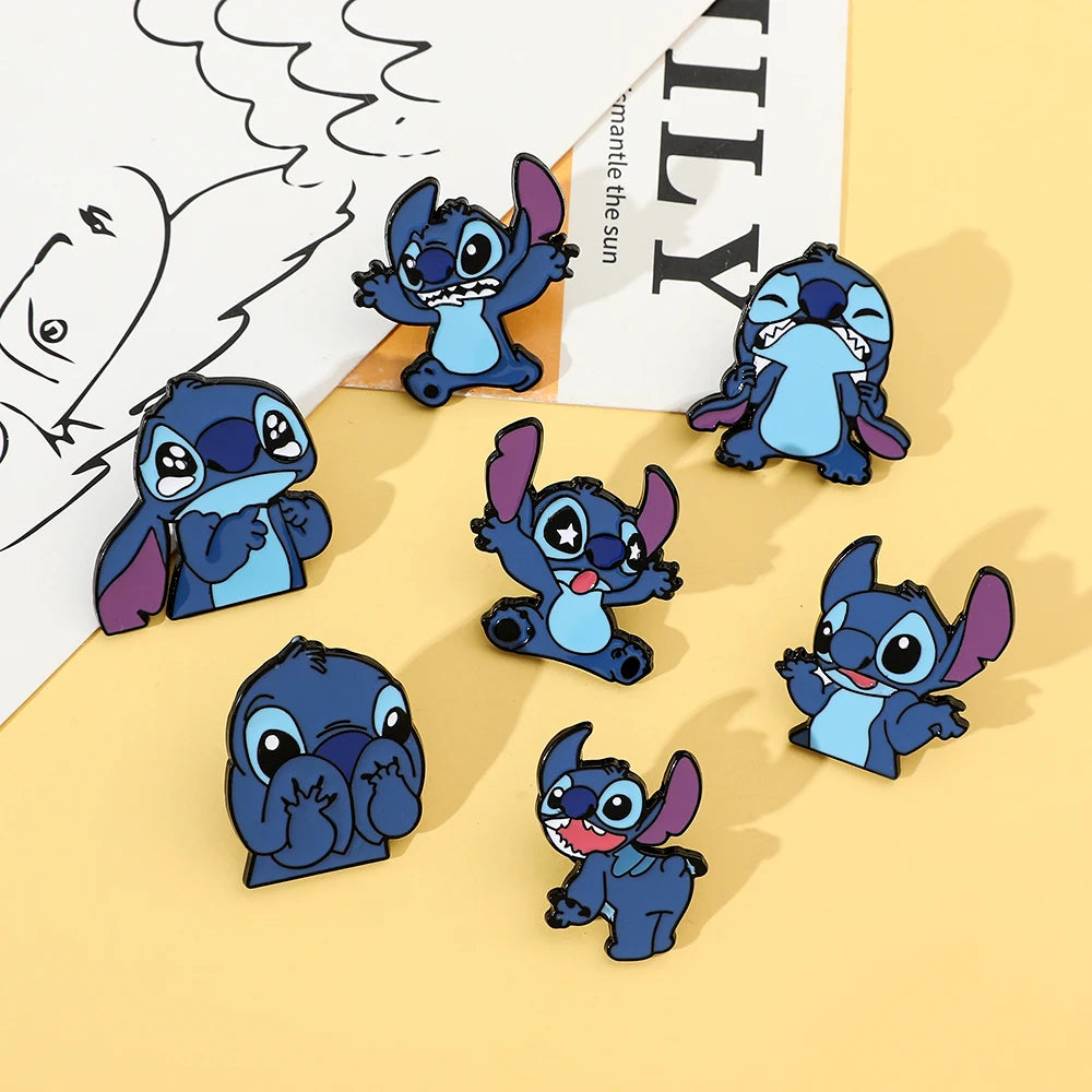 7 Pcs Creative Lilo&Stitch Brooch Personalized Stitch Enamel Pin Backpack Clothing Jewelry Metal Badge Accessories Gift