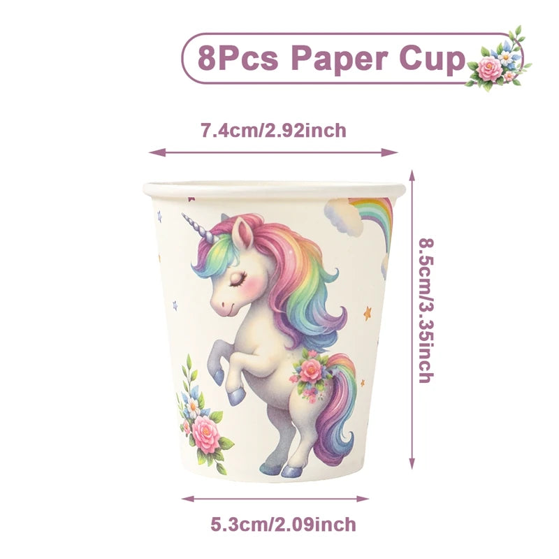 Rainbow Unicorn Disposable Tableware Happy 1st Birthday Party Decorations Kids Unicorn Theme Wedding Baby Shower Girls Supplies
