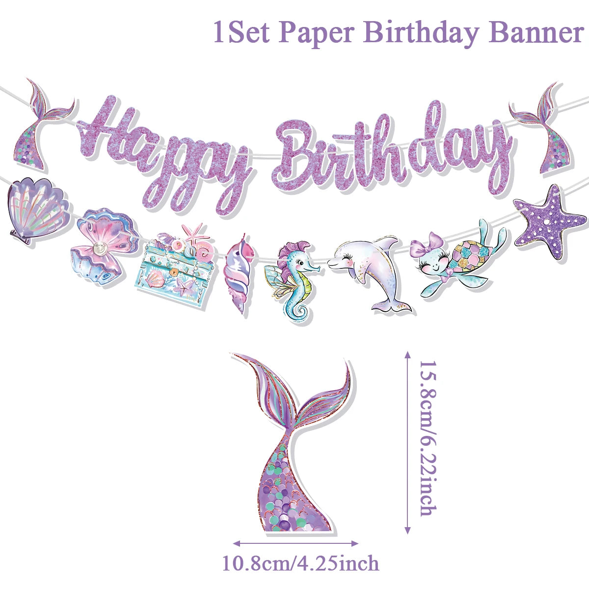 Little Mermaid Party Decoration Mermaid Disposable Tableware Happy 1st Birthday Party Decorations Kids Baby Shower Girl Supplies