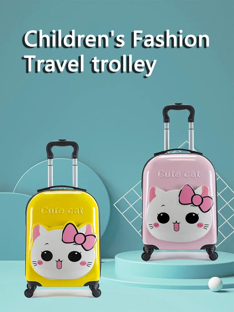 XQ kids travel suitcase 18-inch carry ons luggage trolley case for girls boys gift cabin rolling luggage spinner cute Cartoon