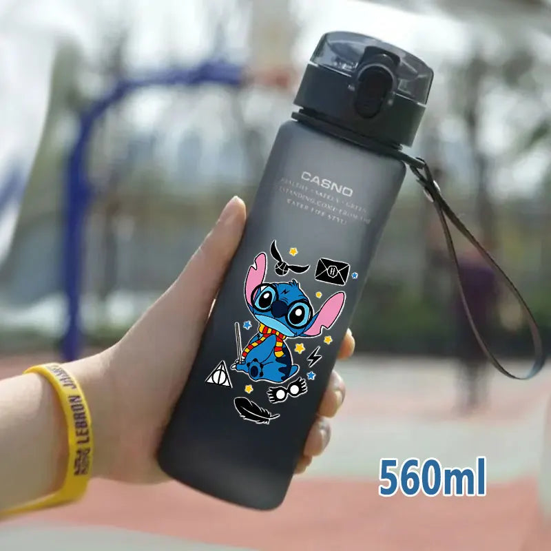 Lilo&Stitch 560/600/400ML Water Cup Children Portable Plastic Transparent Straw Stitch Outdoor Large Capacity Sport Water Bottle