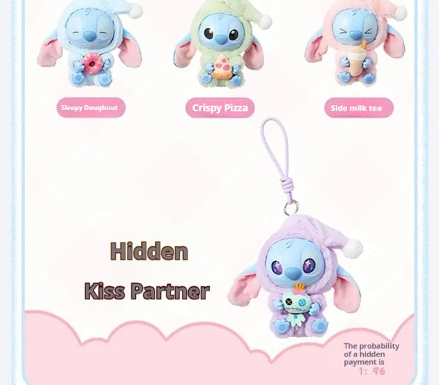 Miniso Stitch Eat Something Before Sleep Series Blind Box Plush Vinyl Toys Cute Doll Replica Mystery Box Bag Pendant Decor Gift