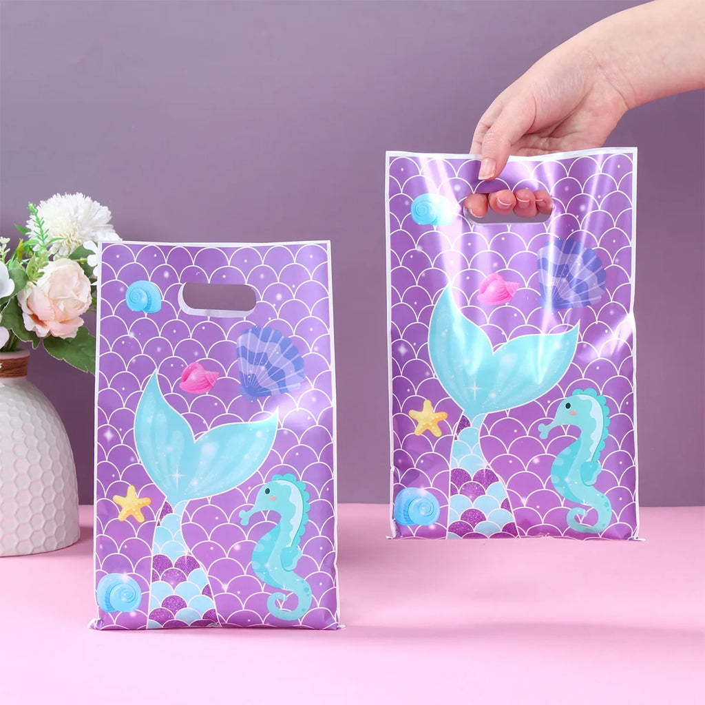 Mermaid Tote Bag Under The Sea Theme Little Mermaid Happy One Birthday Party Decorations Kids Candy Cookie Handbag Baby Shower