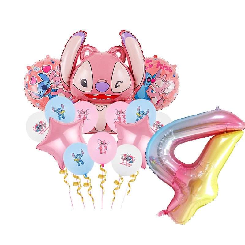 Lilo & Stitch Birthday Decorations Pink Girls Paper Cups Plates Napkins Cake Topper Tableware Set Balloons Decor Party Supplies