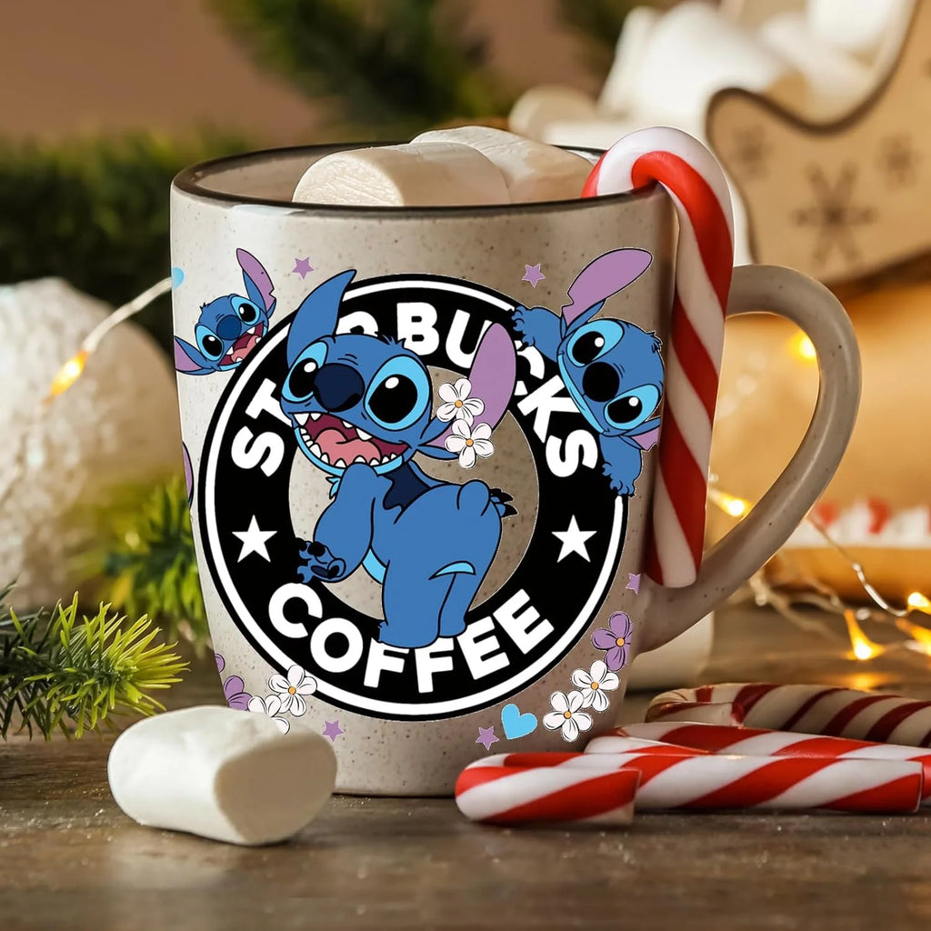 Miniso Stitch 16oz UV DTF Cup Wrap Cartoon Transfers Libbey Wrap Tumbler DIY Logo Sticker Glass Can Selfadhesive Waterproof