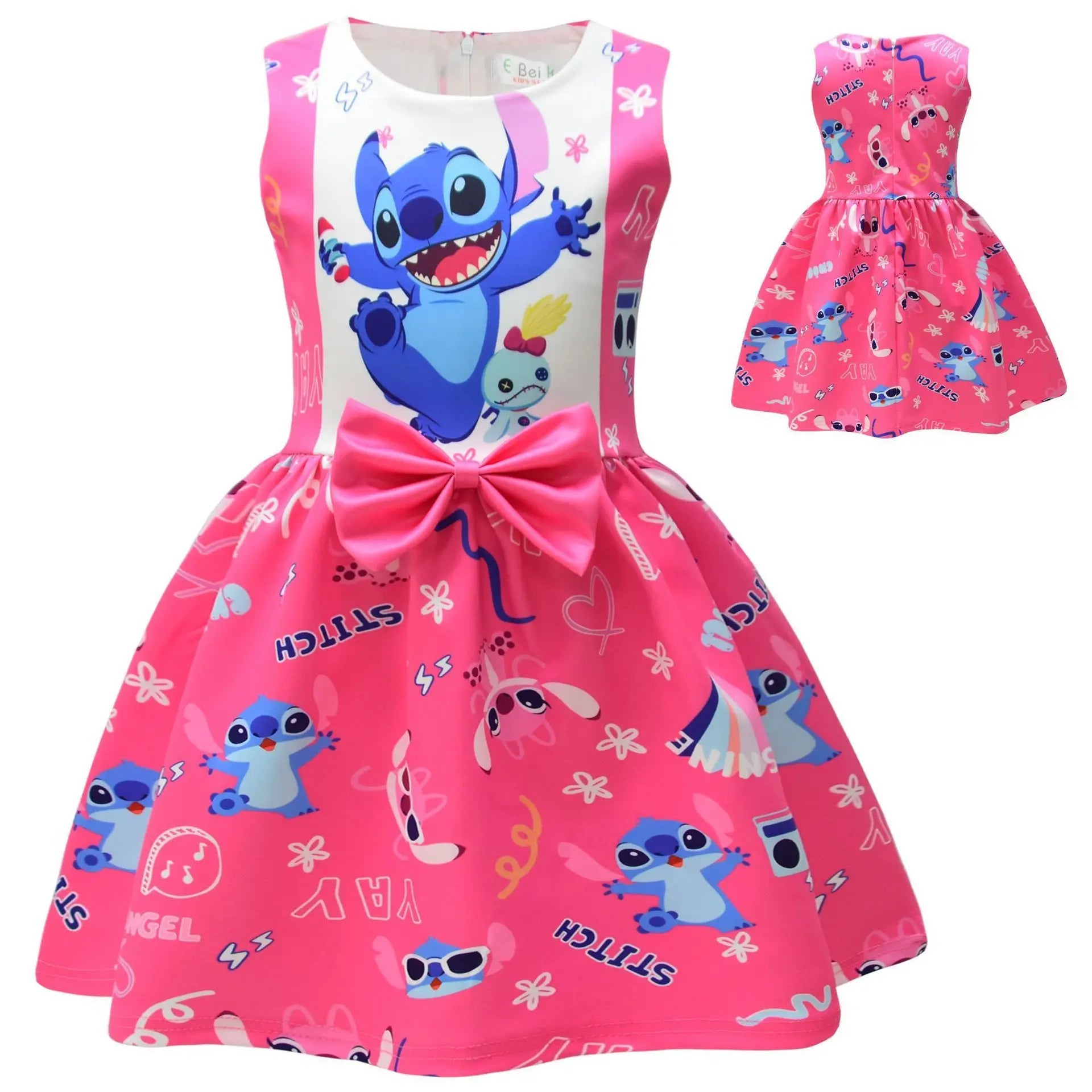 Lilo & Stitch Girls Dress Cute Cartoon Fashion Kids Holiday Cosplay Dress Girl Summer Stitch Princess Dress Birthday Gift