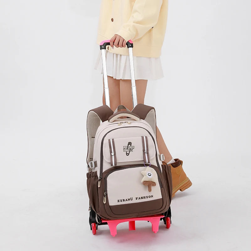 School Backpack with wheels Rolling Backpack for Girls Kids Student Wheeled Backpack Trolley School Bag Travel Trolley Luggage