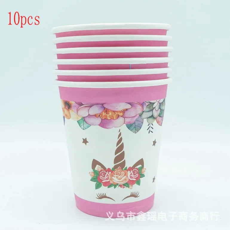 Unicorn Decoration For Birthday Girl Happy Birthday Unicorn Them Deco Kit Tableware Background Banner Balloons Supplies For Kids