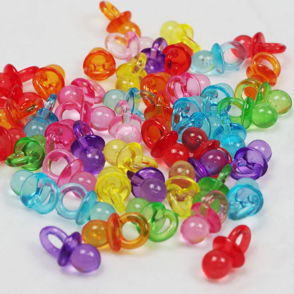 50Pcs Transparent Acrylic Mini Pacifier Baby Shower Girl Boy Birthday Holiday Party Table Decoration Supplies Game Decoration