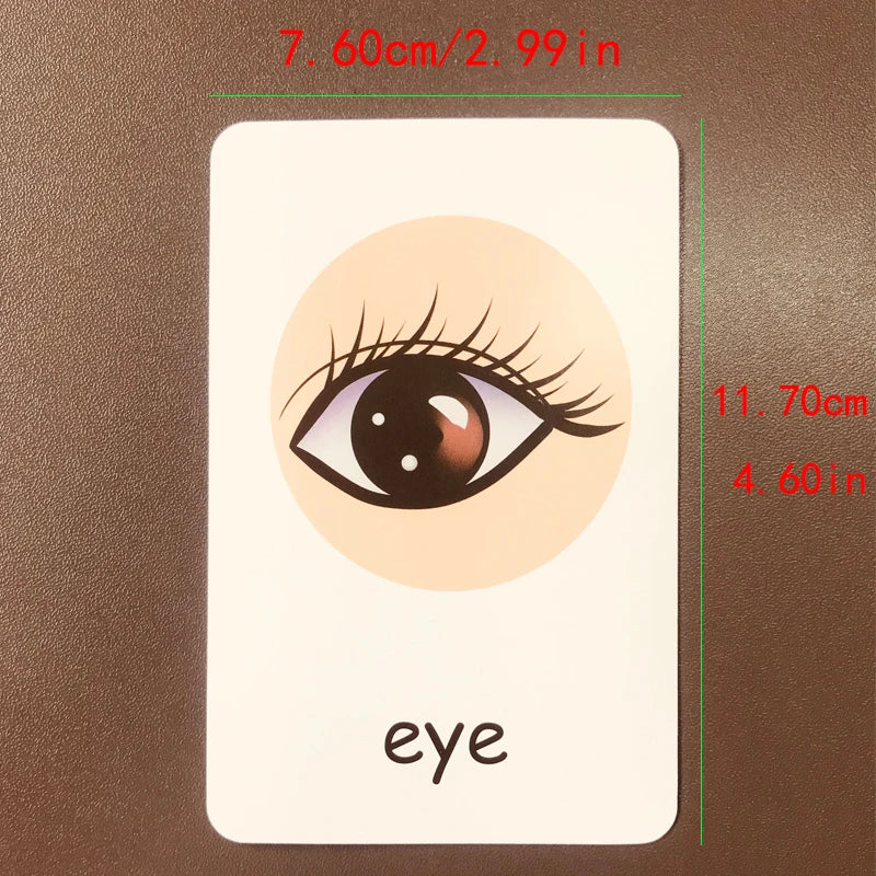 36pcs Children Cognition Cards Body Parts Animal Fruits Double Side Flashcards Montessori Baby Kids Early Educational Toys Gifts