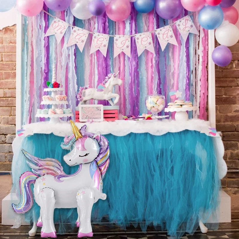Rainbow Unicorn Standing Foil Balloons Kids Girls Unicorn Birthday Party Decoration Favors Baby Shower Supplies Animal Balloon