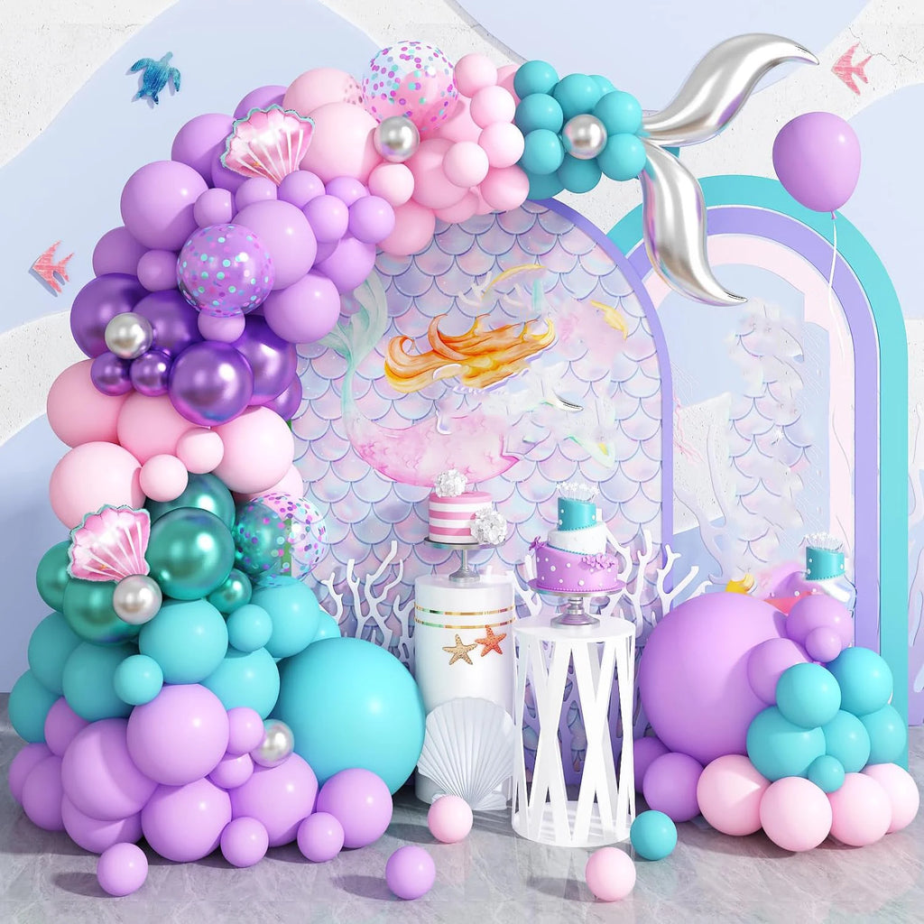 Mermaid birthday decoration Mermaid balloon set, pink and purple girl balloon mermaid birthday party decoration