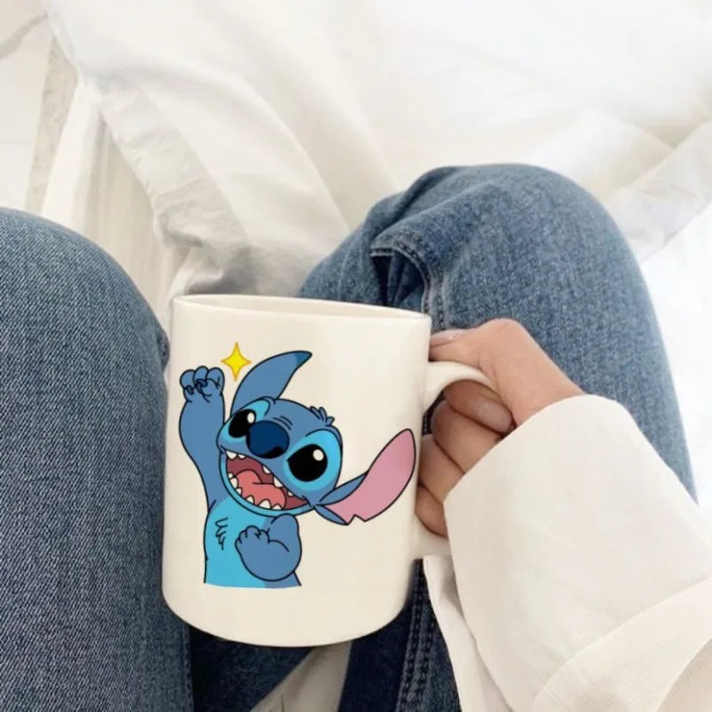 Cute Stitch Ceramic Mug Cartoon Animation Funny Mugs Coffee Cups Child Personality Drinking Cup Friend Birthday Gift