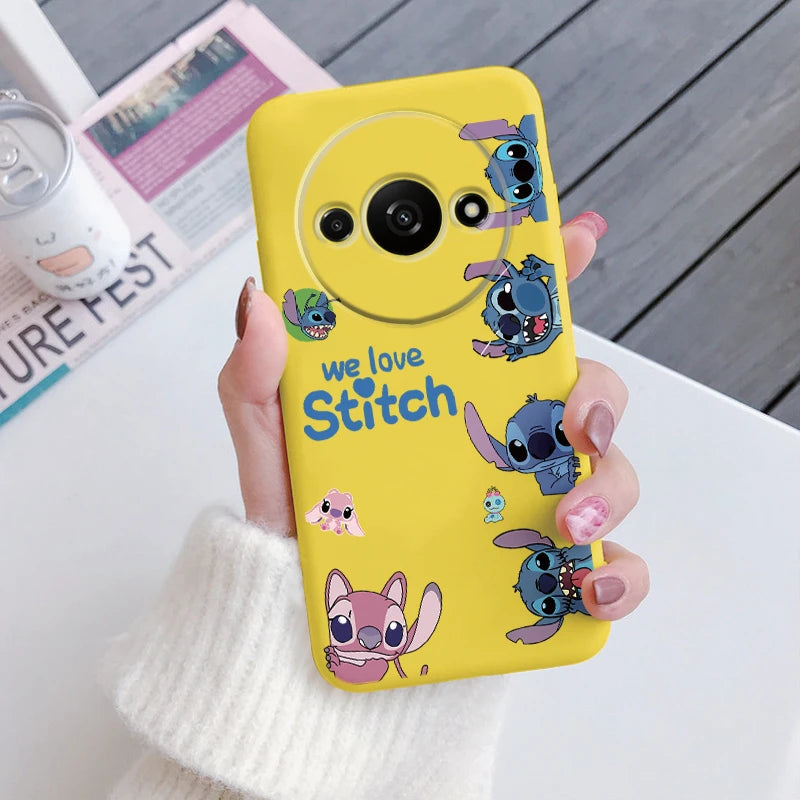 For Redmi A3 Phone Case Soft Silicone Shockproof Super cute Stitch Love?Cover For Xiaomi Redmi A3 Shell RedmiA3 A 3 Bumper Shell