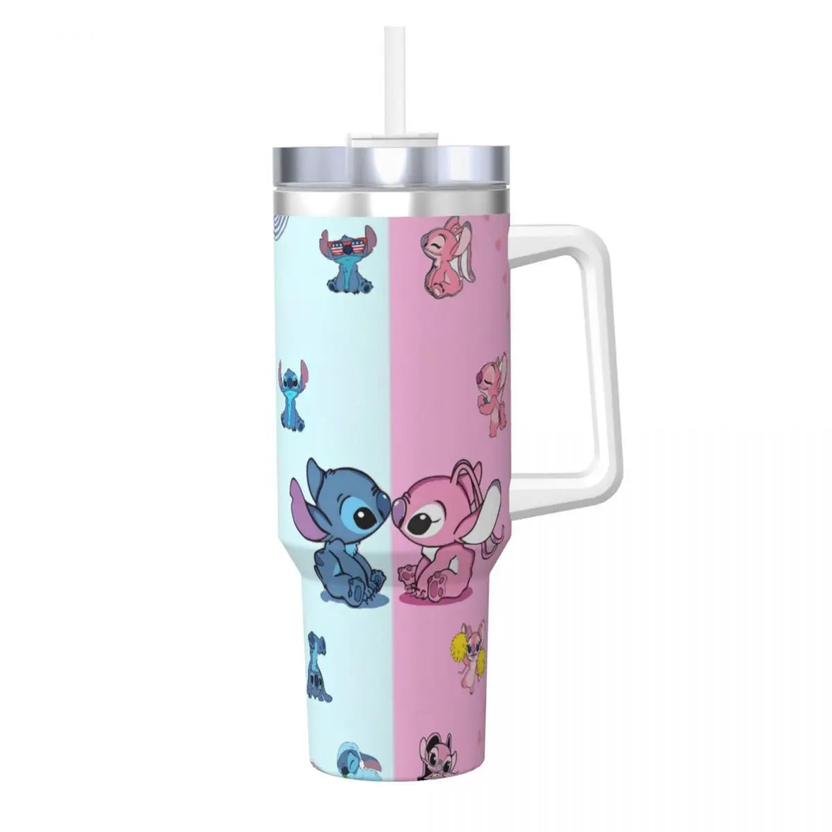 Stainless Steel Tumbler   Stitch Mugs Cup With Straws Travel Cold and Hot Water Bottle Heat Preservation 40oz Thermal Mug
