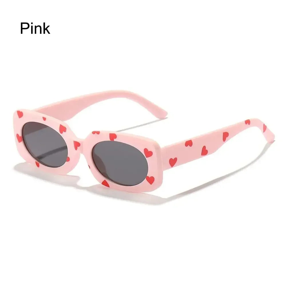 UV400 Heart Print Children Sunglasses Cute 2-8 Years Sun Protection Eyewear Kids Rectangular Sun Glasses