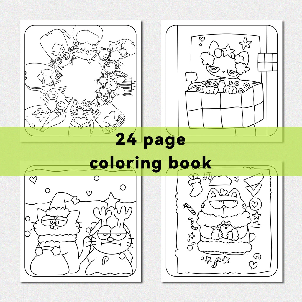 1 pc Cartoon Cat Coloring Book 24 Pages illustration Cute Relax Self-painting Art Colouring Book For Adults And Teens