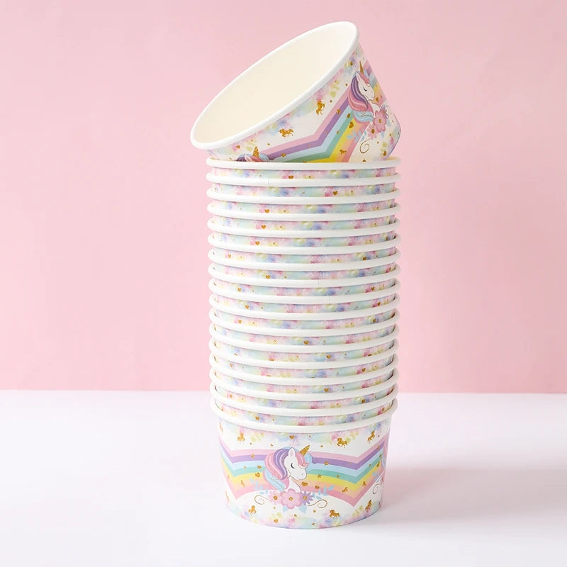 Unicorn Party Supplies Rainbow Unicorn Paper Plates Cups Napkin for Baby Shower First Girls Birthday Party Decorations