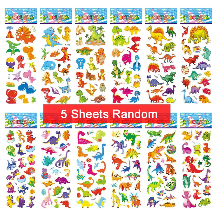 5 Sheets Kids Stickers Puffy Stickers for Children Birthday Christmas New Year Gift for Girl Boy Scrapbooking Cartoon Stickers