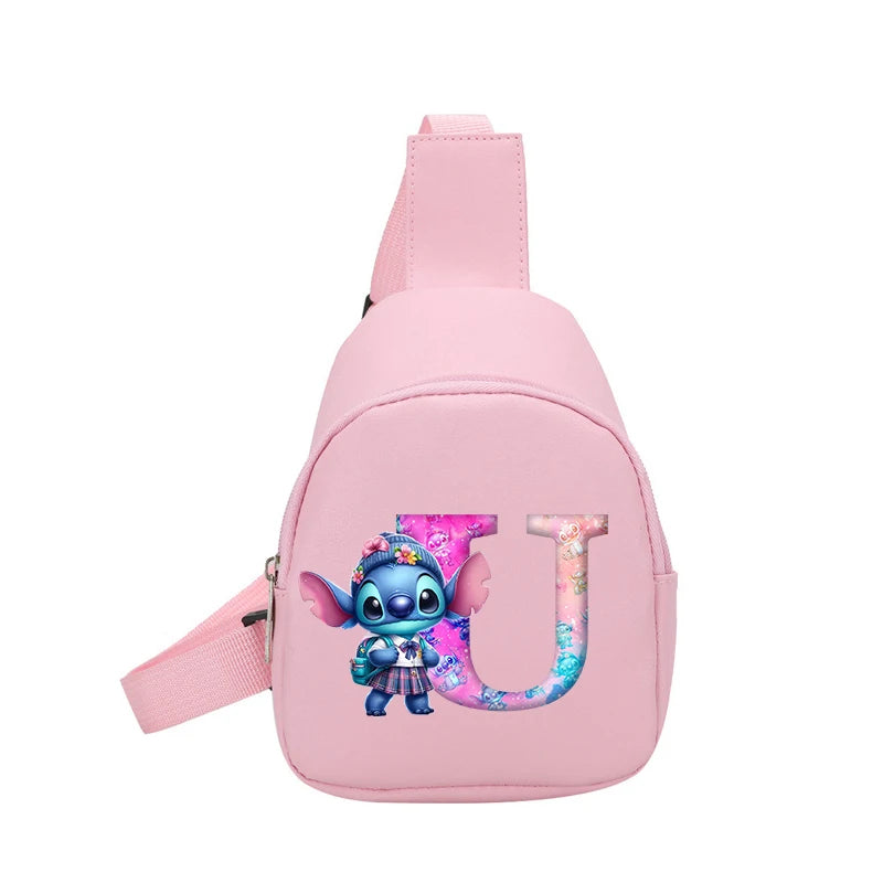Cartoon Lilo&stitch Pu Chest Bag Mini Outdoor ShoulderBag Boy Girl Satchel Bags Costume Accessories Students Crossbady Bag Purse