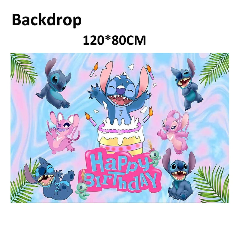 Stitch Birthday Party Supplies Stitch Tableware Set Balloons Backdrop Banner Plates Napkins Tablecloth Birthday Theme Stitch