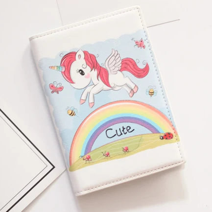 Cute Unicorn Girls Travel Abroad Passport Protection Set Waterproof  Passport Holder Card Wallet