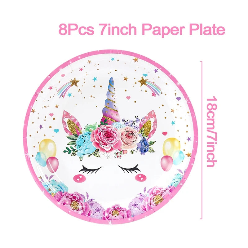 Unicorn Party Disposable Tablecloth Unicorn Birthday Party Decoration Girl Disposable Tableware Tablecloth Girls Baby Shower