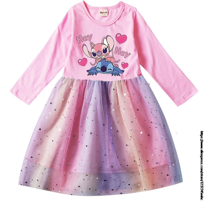 Spring Summer New Children Day Girl Dress Cosplay Costume For Lilo And Stitch Girl Lace Party Birthday Pincess Children Clothing