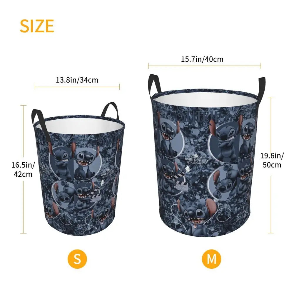 Customized SLilo And Stitch Cartoon Laundry Hamper Large Storage Basket Anime Kids Nursery Toy Organizer